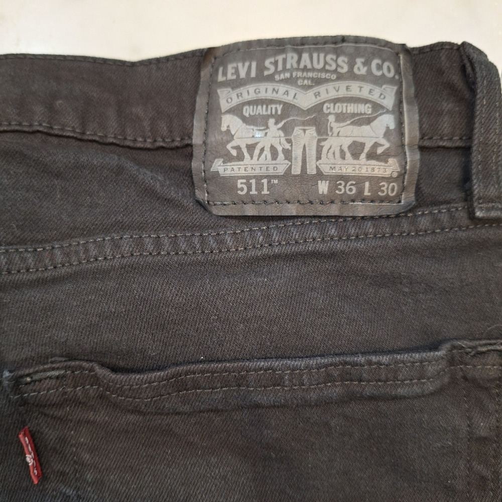 Levi's 511 Slim Fit Jeans Mens 36x30 Black Denim WaterLess Stretch Casual Pants